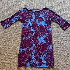 Lilly Pulitzer Blue and Burgundy Floral Shift Dress